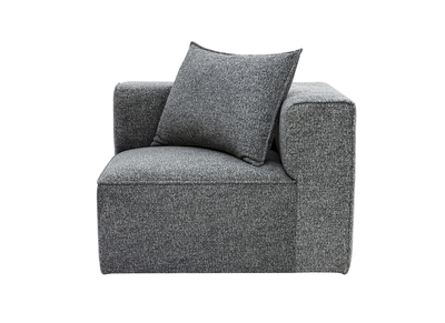 Module d'angle droit pour canap&eacute; en tissu chin&eacute; gris fonc&eacute; KERRY