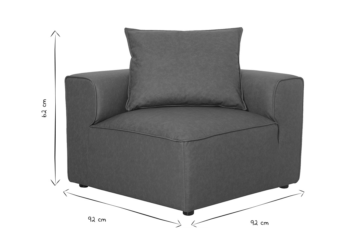 Module d'angle gauche pour canap� en cuir marron FERGUS