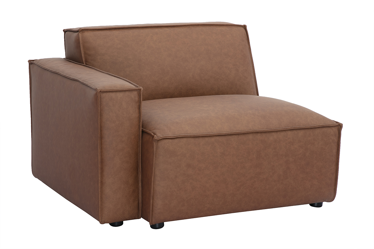 Module d'angle gauche en cuir marron pour canap�, design vintage SPLIT