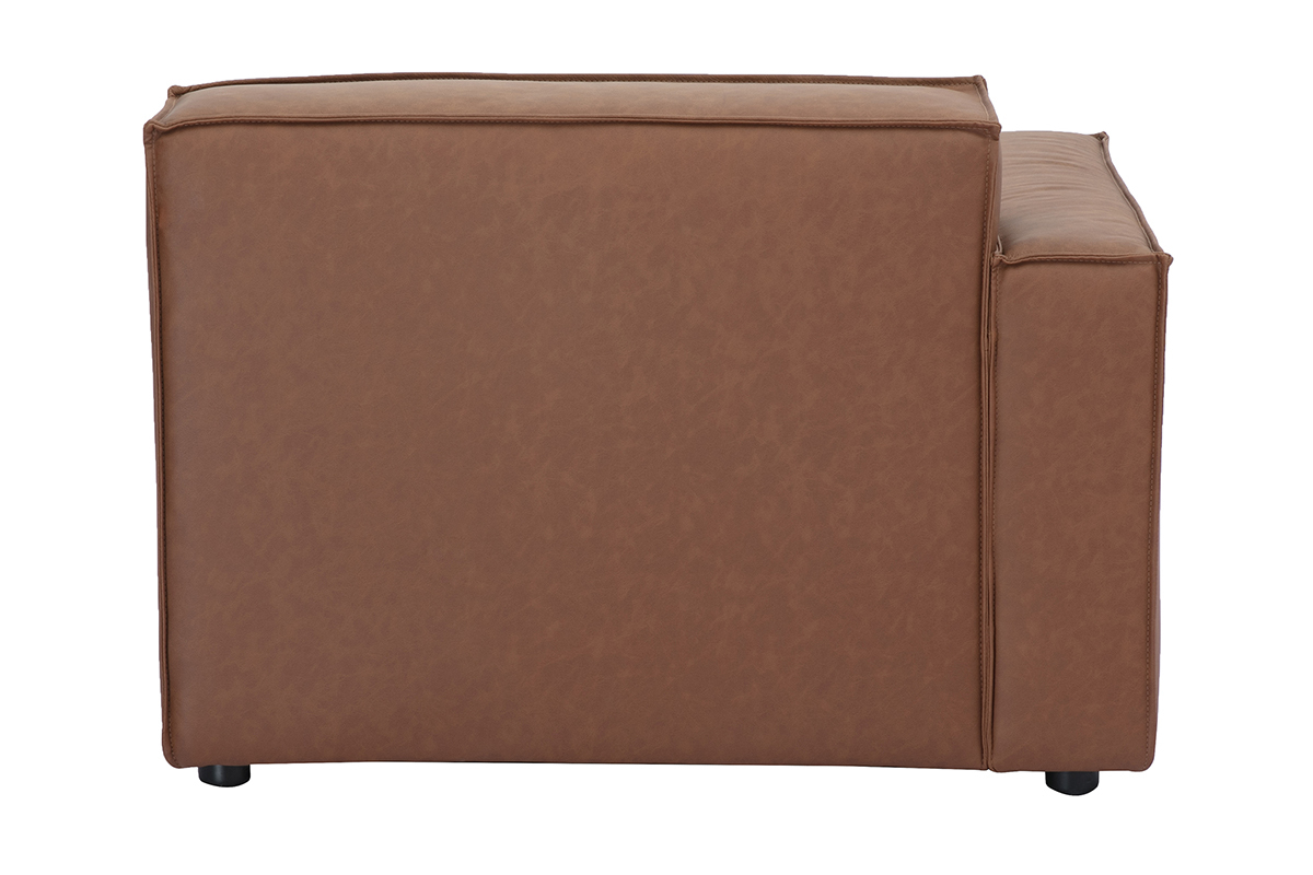 Module d'angle gauche pour canap� en cuir marron SPLIT, vue de dos