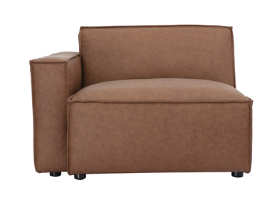 Module d'angle gauche pour canap&eacute; en cuir marron SPLIT