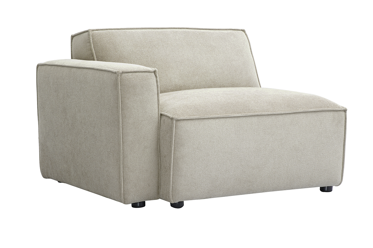 Module d'angle gauche en tissu chenille textur� beige pour canap� SPLIT.