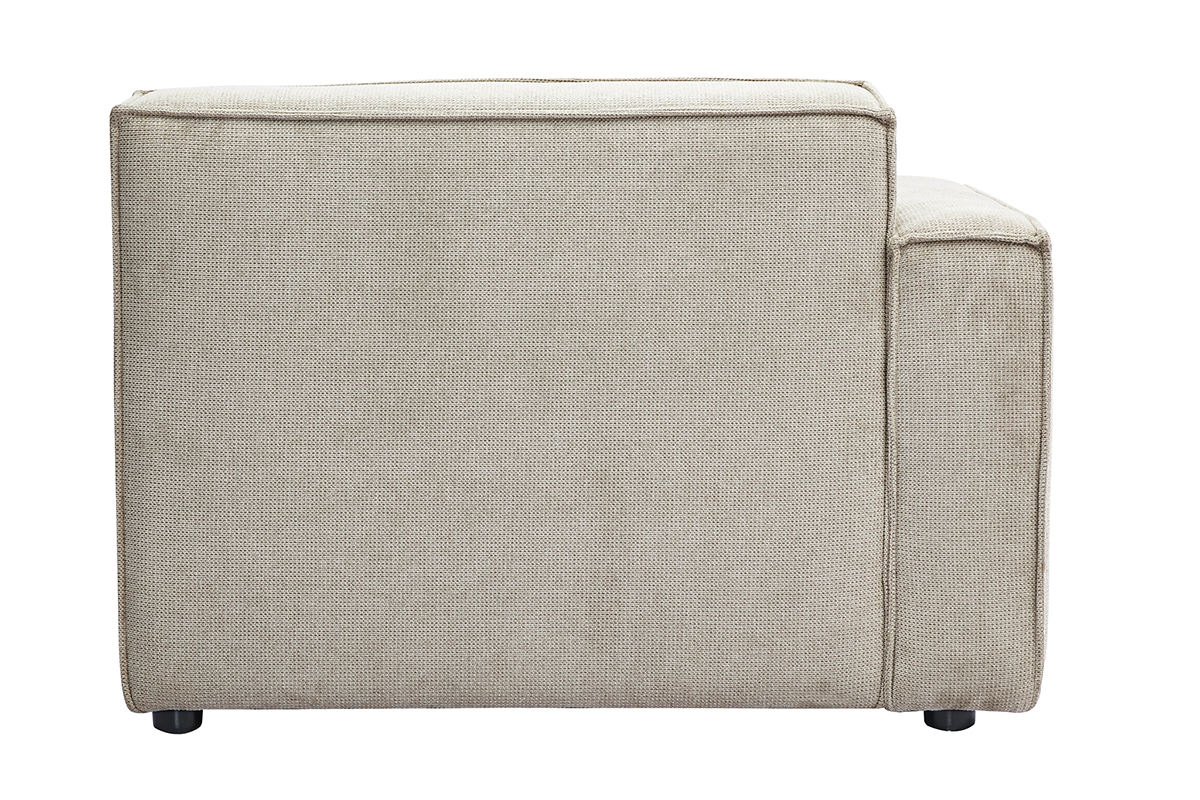 Module d'angle gauche pour canap� en tissu velours textur� beige SPLIT