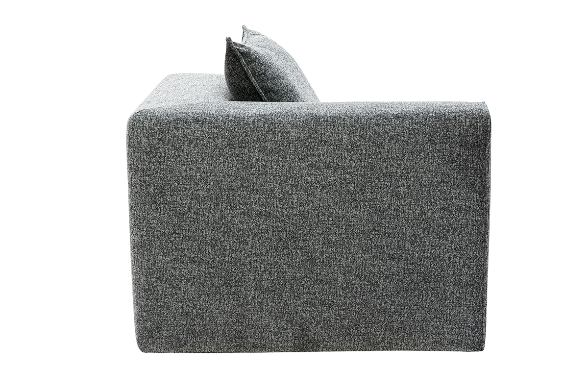 Module d'angle gauche KERRY en tissu chin� gris fonc�, vue de dos profil.