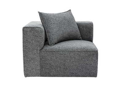 Module d'angle gauche pour canap&eacute; en tissu chin&eacute; gris fonc&eacute; KERRY