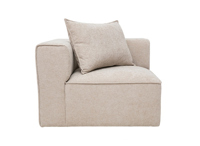 Module d'angle gauche pour canap&eacute; en tissu effet velours textur&eacute; beige KERRY
