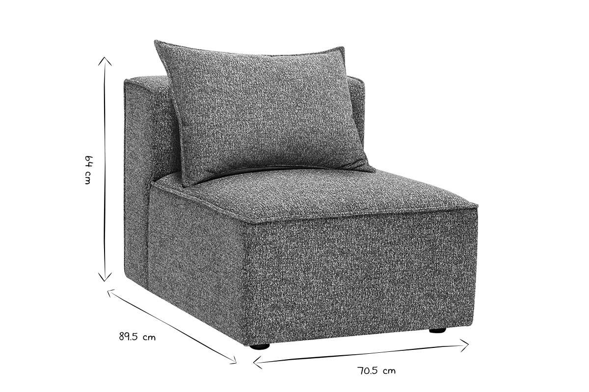 Module droit pour canap� en tissu chin� gris fonc� KERRY