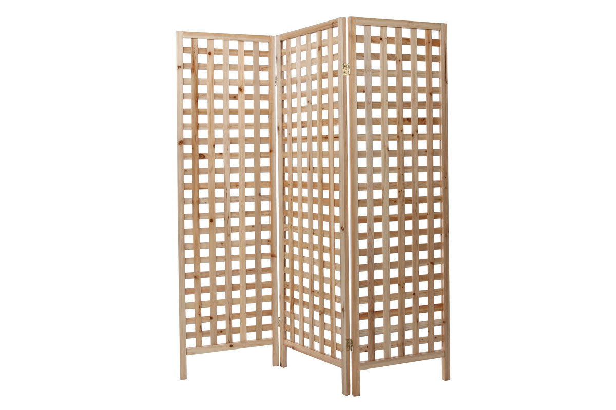 Paravent en bois clair motif ajour� 3 vantaux L133 cm AKKIKO