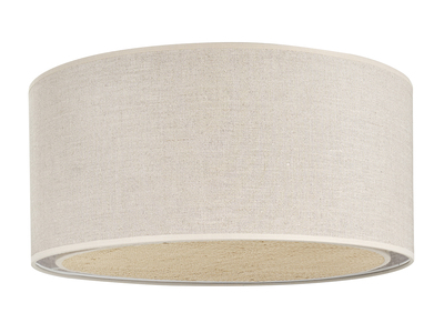 Plafonnier cylindrique en lin beige et rabane naturelle D40 cm TRAVES