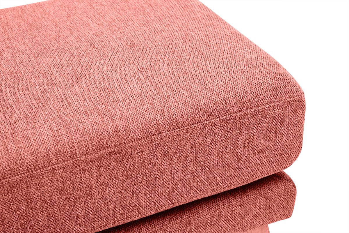 Pouf repose-pieds d�houssable scandinave en tissu effet velours textur� terracotta et bois clair OSLO