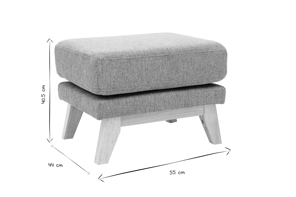 Pouf repose-pieds d�houssable scandinave en tissu effet velours textur� terracotta et bois clair OSLO