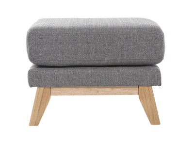 Pouf repose-pieds d&eacute;houssable scandinave en tissu gris clair et bois clair OSLO
