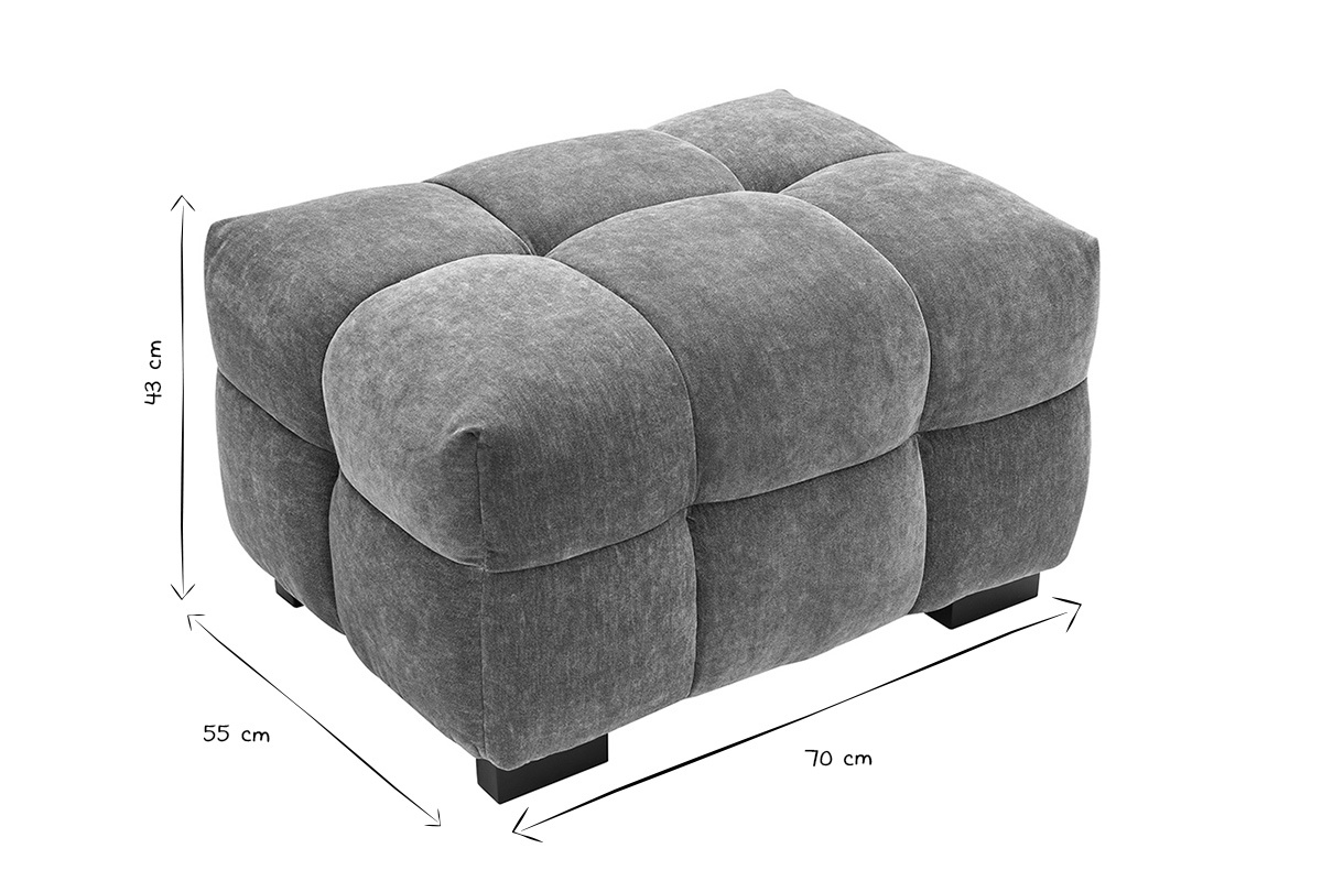 Pouf repose-pieds design en tissu effet velours terre br�l�e CORTO