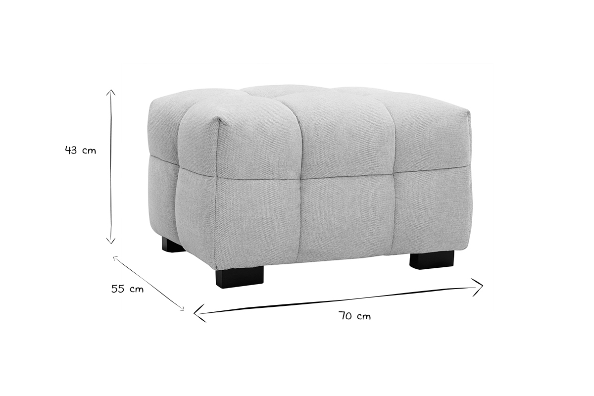 Pouf repose-pieds design en tissu effet velours textur� beige CORTO