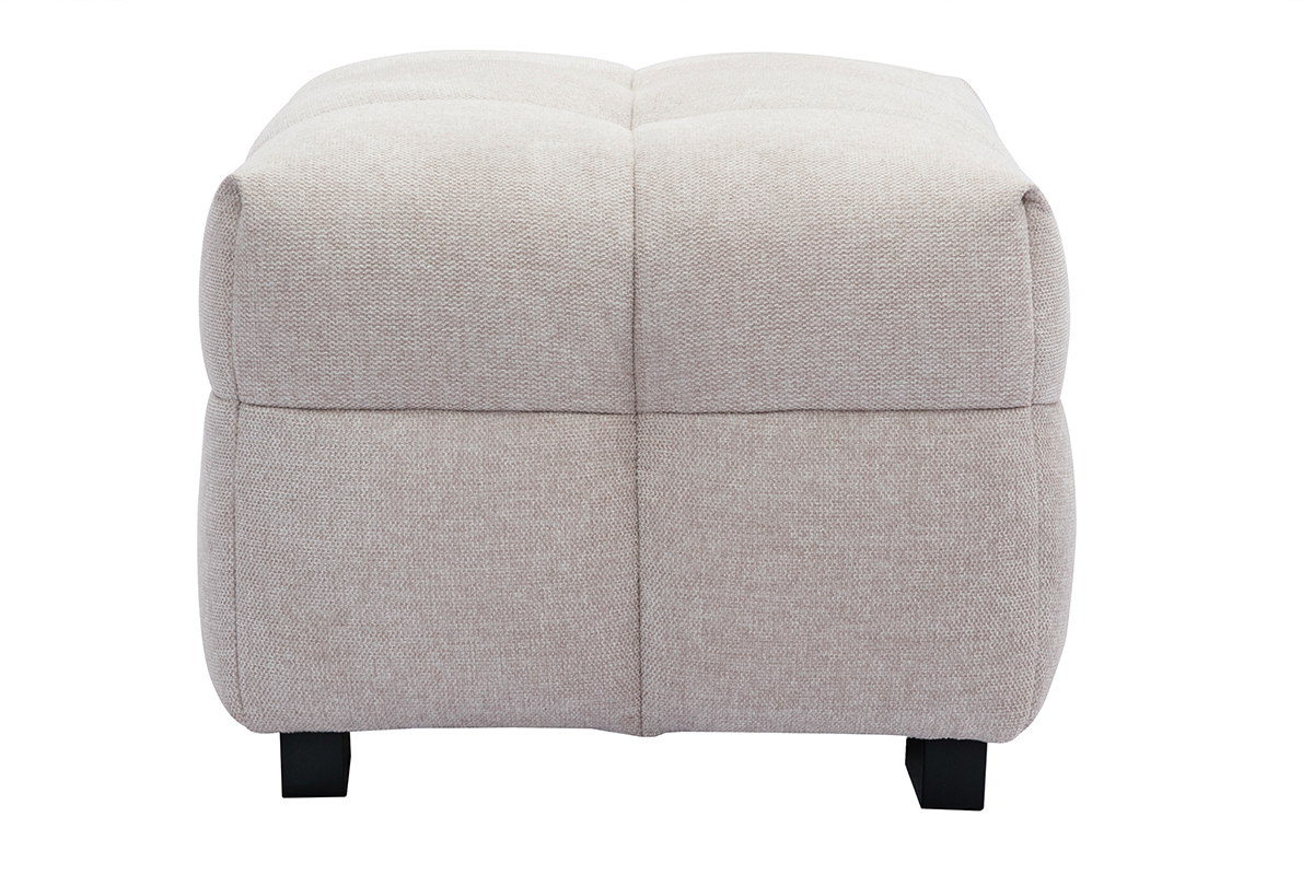 Pouf repose-pieds design en tissu effet velours textur� beige CORTO