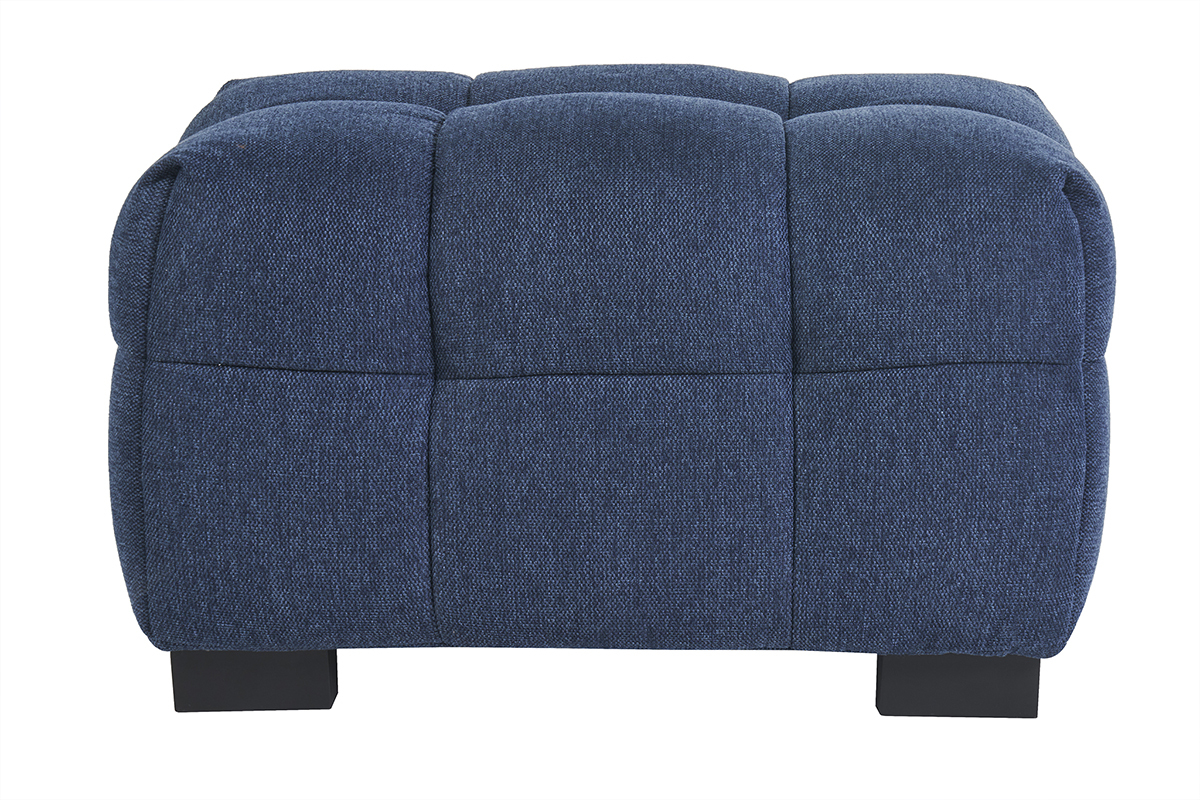 Pouf repose-pieds design en tissu effet velours textur� bleu fonc� CORTO