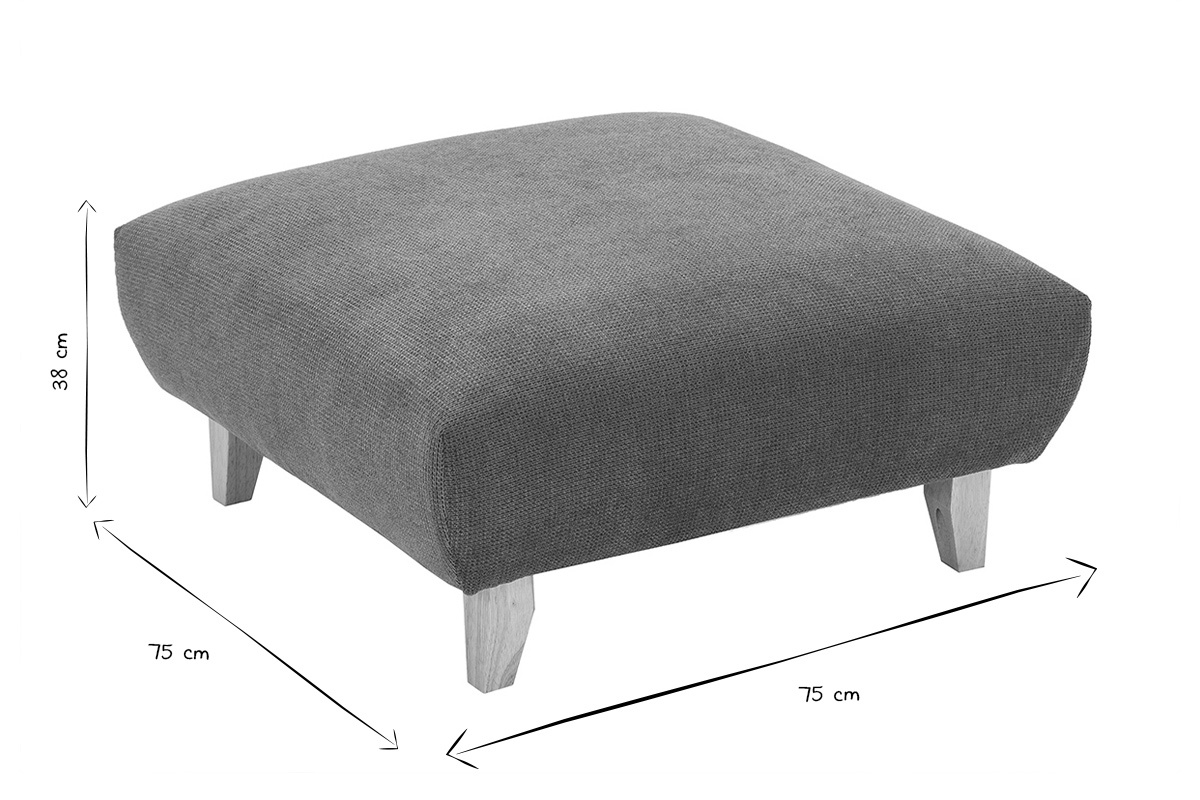 Pouf repose-pieds 75x75x38 cm en noir et blanc.