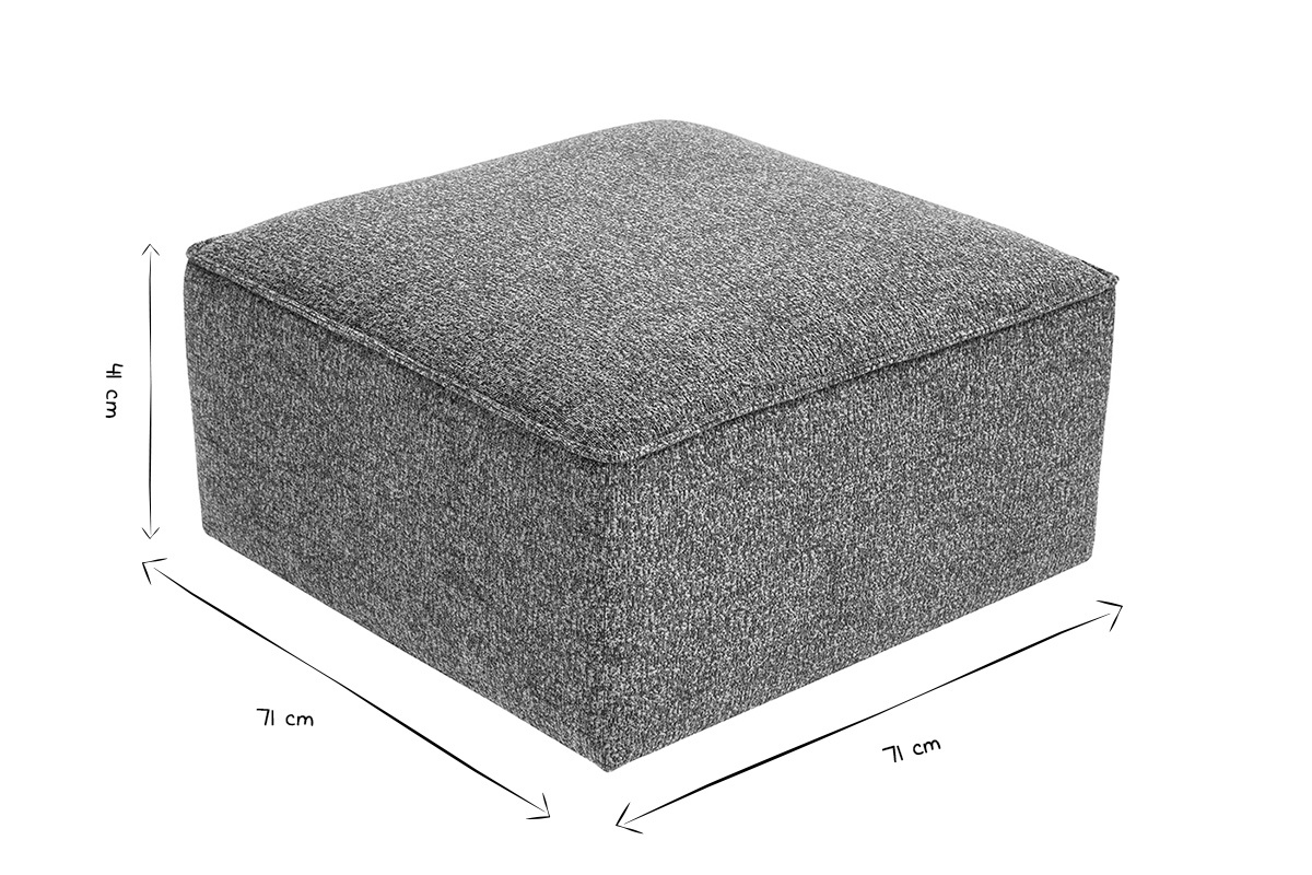 Pouf repose pieds en tissu chin� gris fonc� KERRY