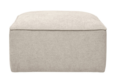Pouf repose pieds en tissu effet velours textur&eacute; beige KERRY