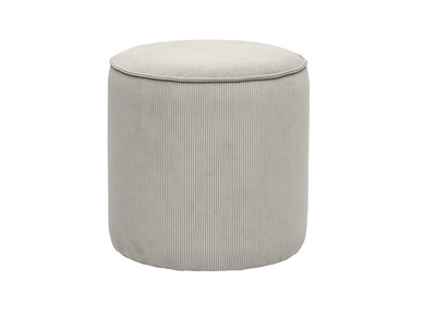 Pouf rond en tissu velours c&ocirc;tel&eacute; taupe D40 cm PAUL