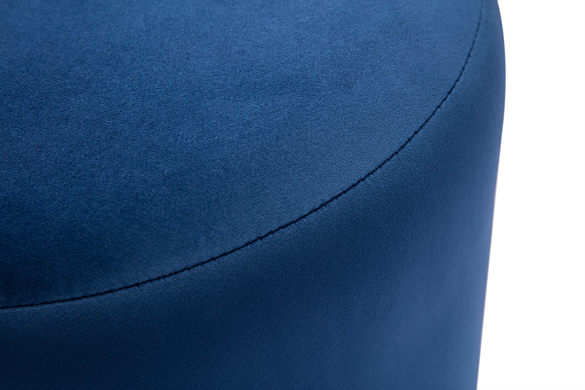 Pouf rond en velours bleu marine et m�tal dor� D40 cm AMAYA