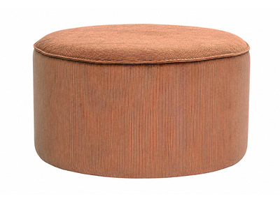 Pouf rond en velours c&ocirc;tel&eacute; terre br&ucirc;l&eacute;e D70 cm PAUL
