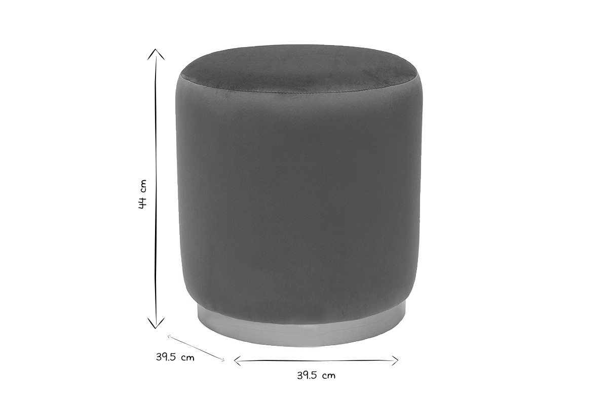 Pouf rond en velours rouge tomette et m�tal dor� D40 cm AMAYA