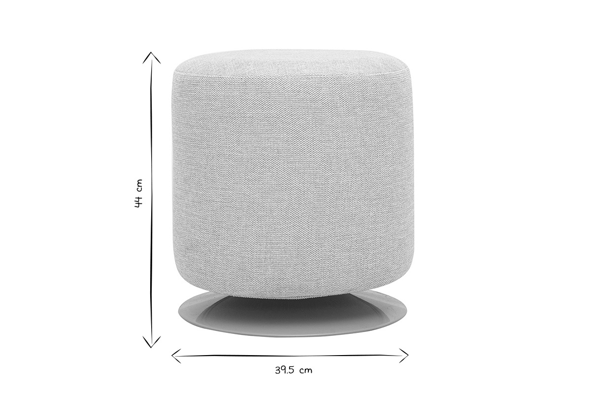 Dimensions du pouf rond pivotant VOLNAY : D39.5 x H44 cm en noir et blanc.