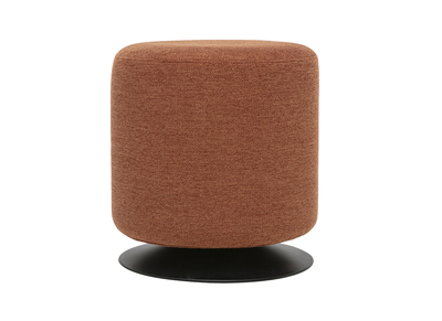 Pouf rond pivotant en tissu effet velours textur&eacute; terre br&ucirc;l&eacute;e et m&eacute;tal D39.5 cm VOLNAY