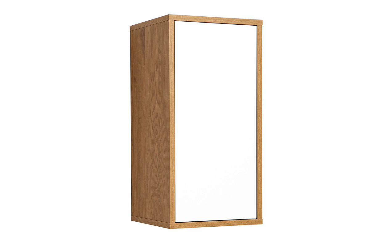 Rangement mural finition blanche et bois clair ch�ne L30 cm FLEXO