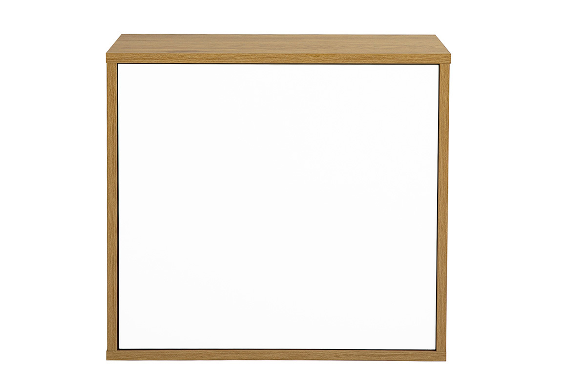 Rangement mural finition blanche et bois clair ch�ne L55 cm FLEXO
