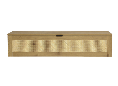 Rangement mural finition bois clair et cannage rotin 1 porte L135 cm MANILLE