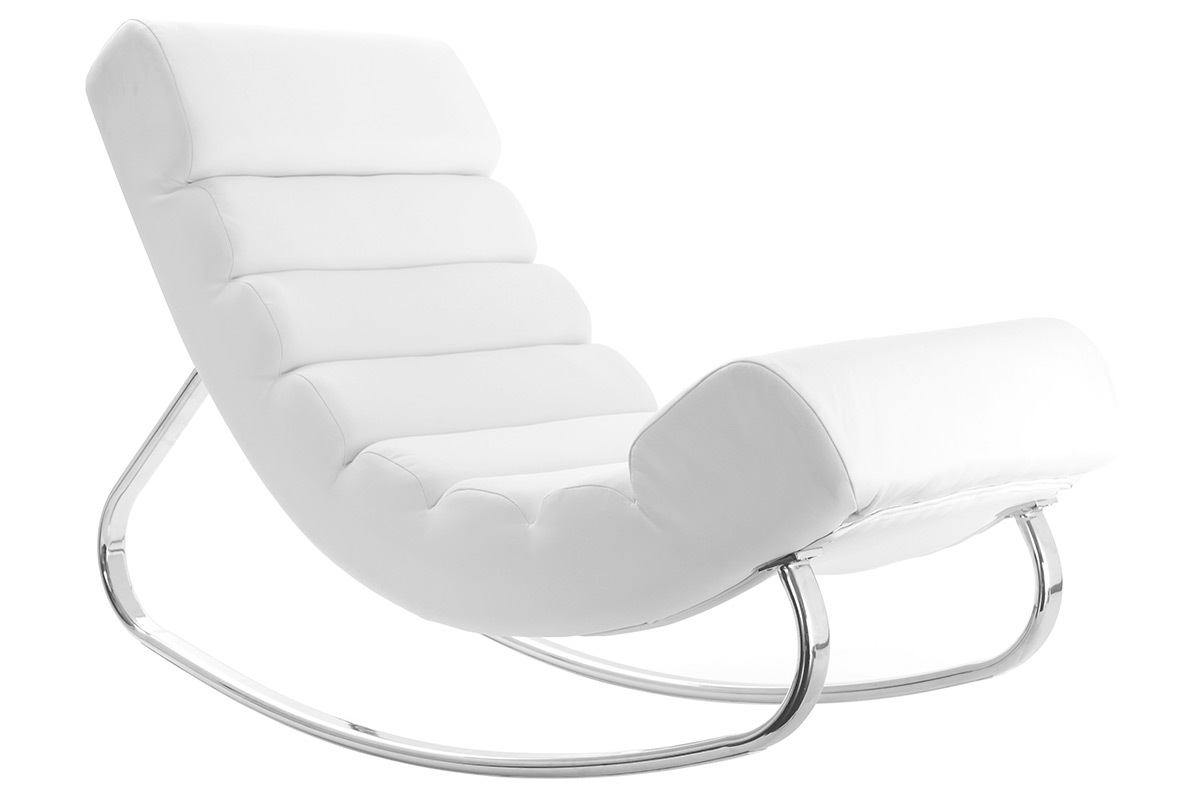 Rocking chair design blanc et acier chrom� TAYLOR