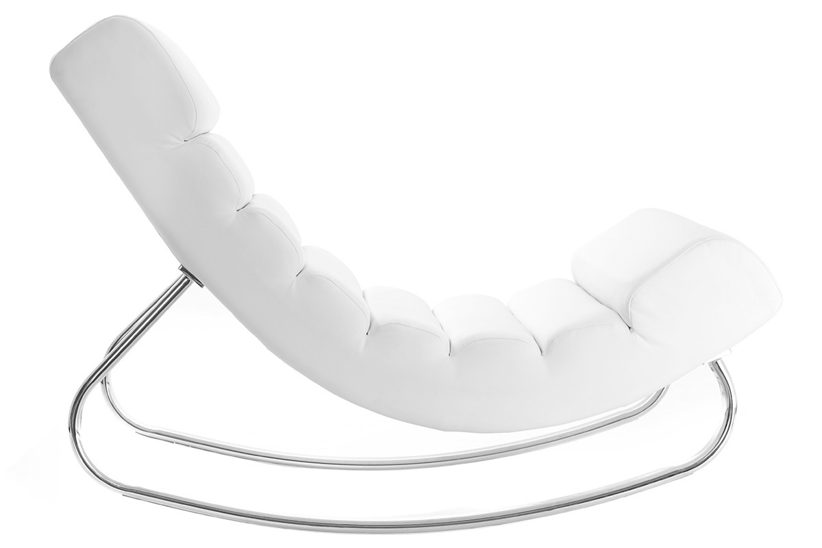 Rocking chair design blanc et acier chrom� TAYLOR