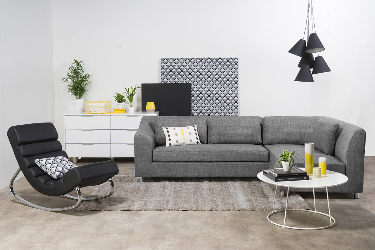 Rocking chair design noir et acier chrom� TAYLOR