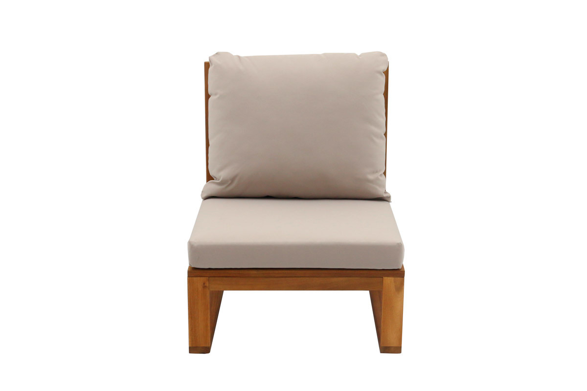 Salon de jardin d'angle 6-8 places en bois massif avec coussins d�houssables taupe SALSA