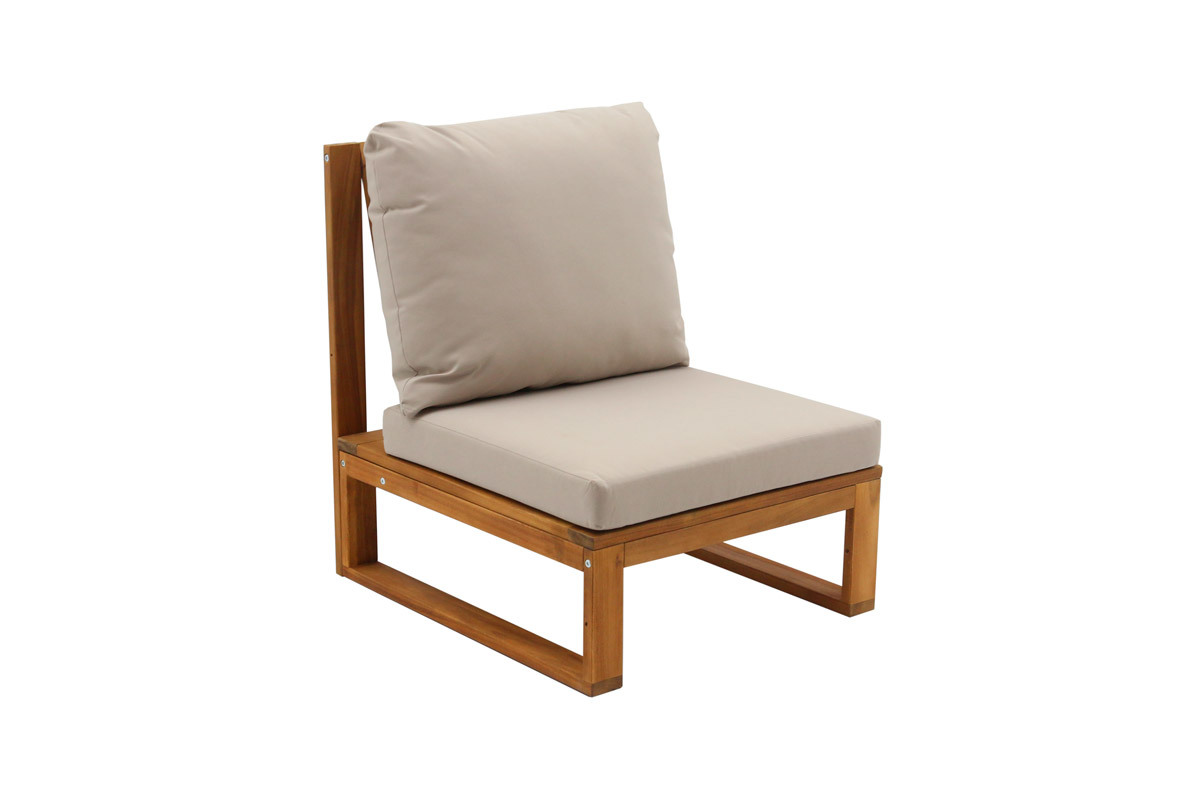 Salon de jardin d'angle 6-8 places en bois massif avec coussins d�houssables taupe SALSA
