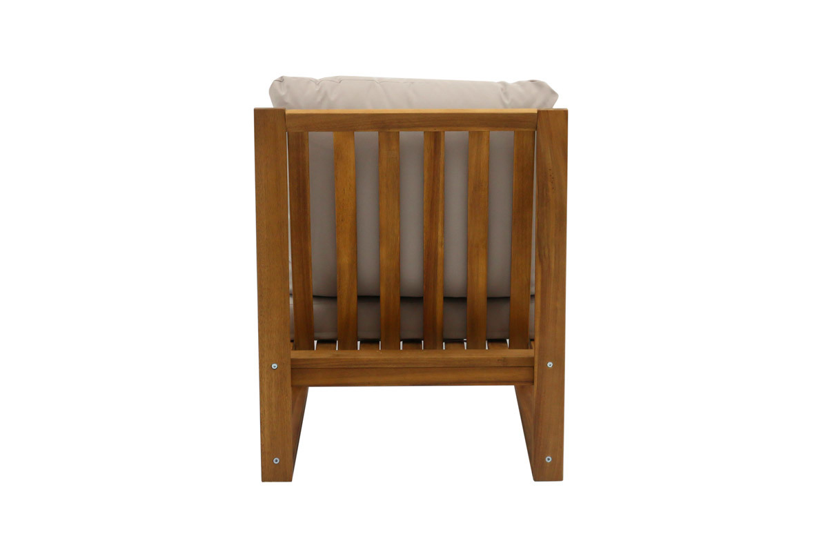 Salon de jardin d'angle 6-8 places en bois massif avec coussins d�houssables taupe SALSA
