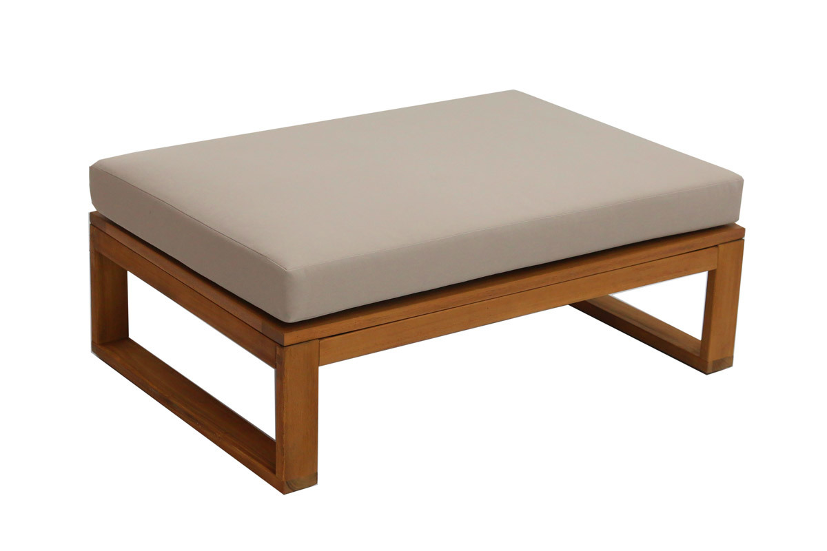 Salon de jardin d'angle 6-8 places en bois massif avec coussins d�houssables taupe SALSA