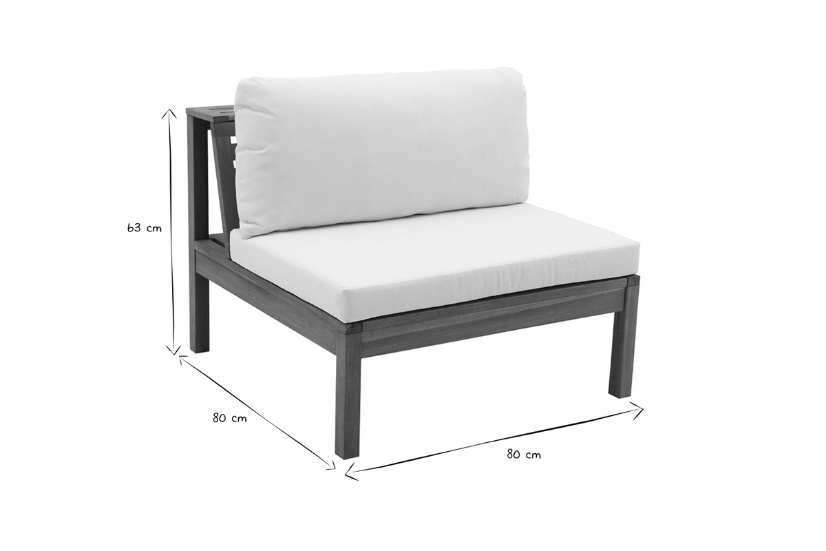 Salon de jardin d'angle 6 places en bois massif avec coussins d�houssables taupe BELIZE