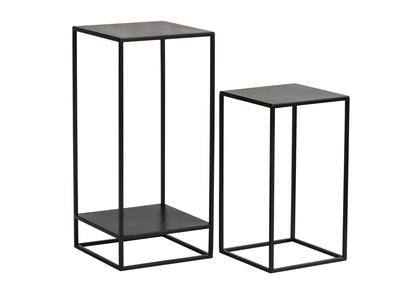 Sellettes gigognes en m&eacute;tal noir L34 cm (lot de 2) IGGY