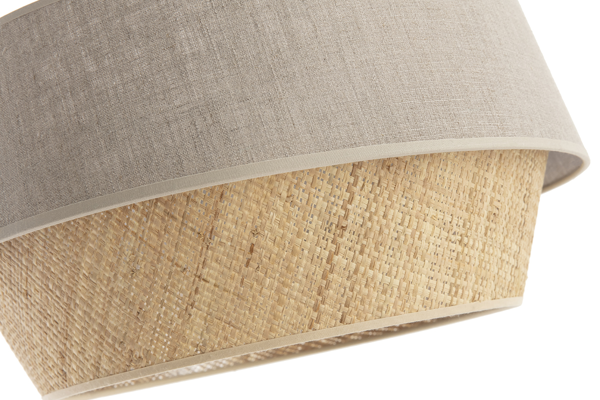Suspension design bi-mati�re en lin gr�ge et rabane naturelle D45 cm SENSA