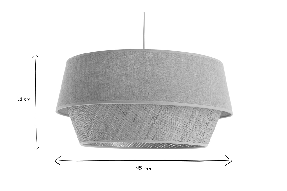 Suspension design bi-mati�re en lin gr�ge et rabane naturelle D45 cm SENSA