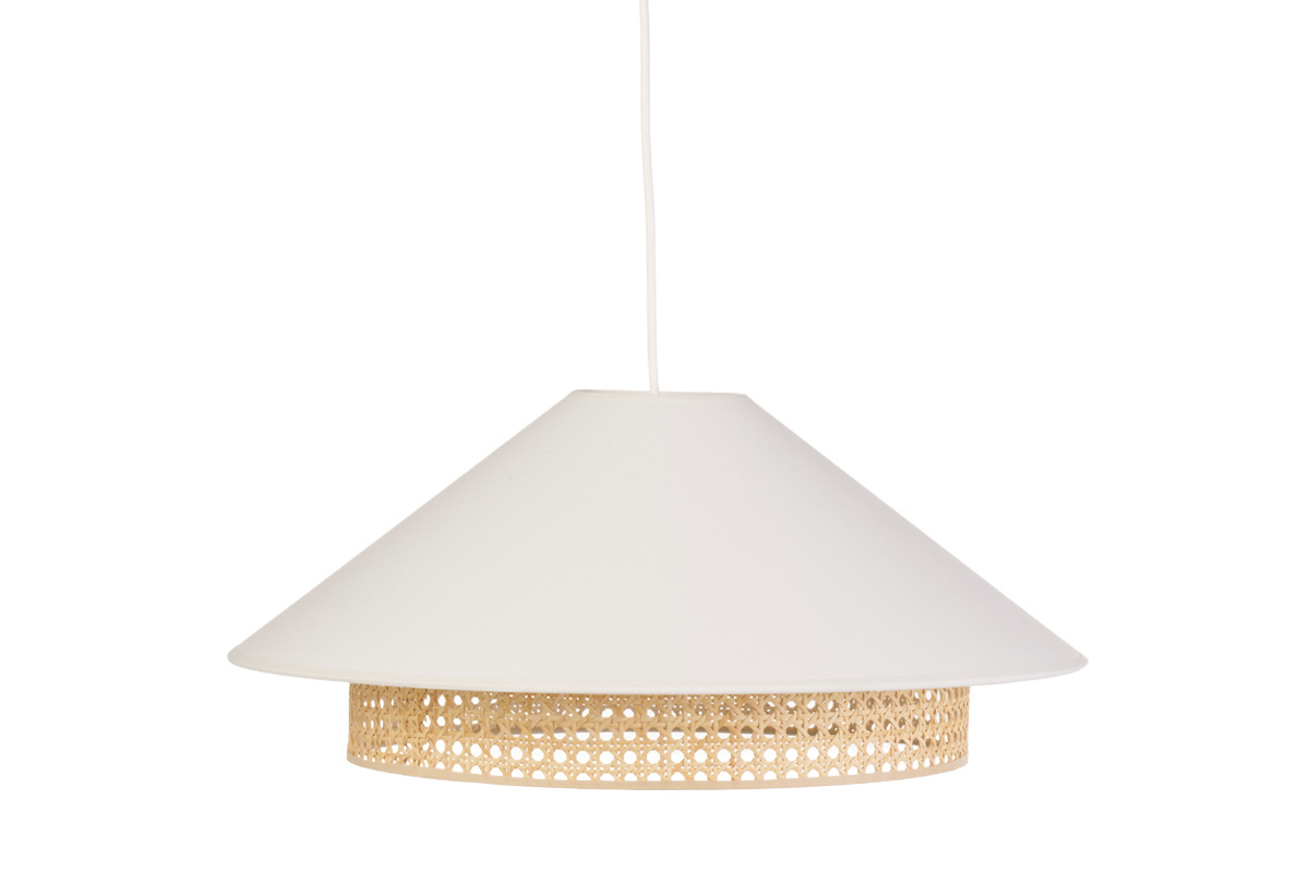 Suspension en coton �cru et cannage rotin naturel D50 cm HAIKO