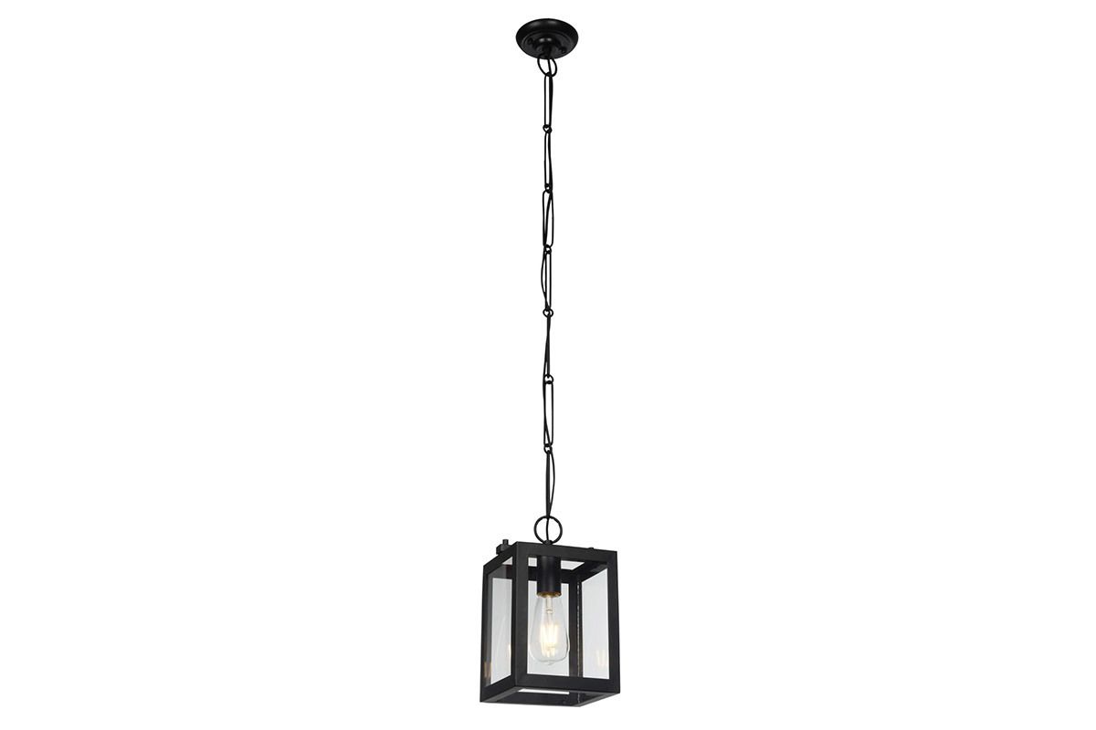 Suspension industrielle en m�tal noir et verre GALERIA