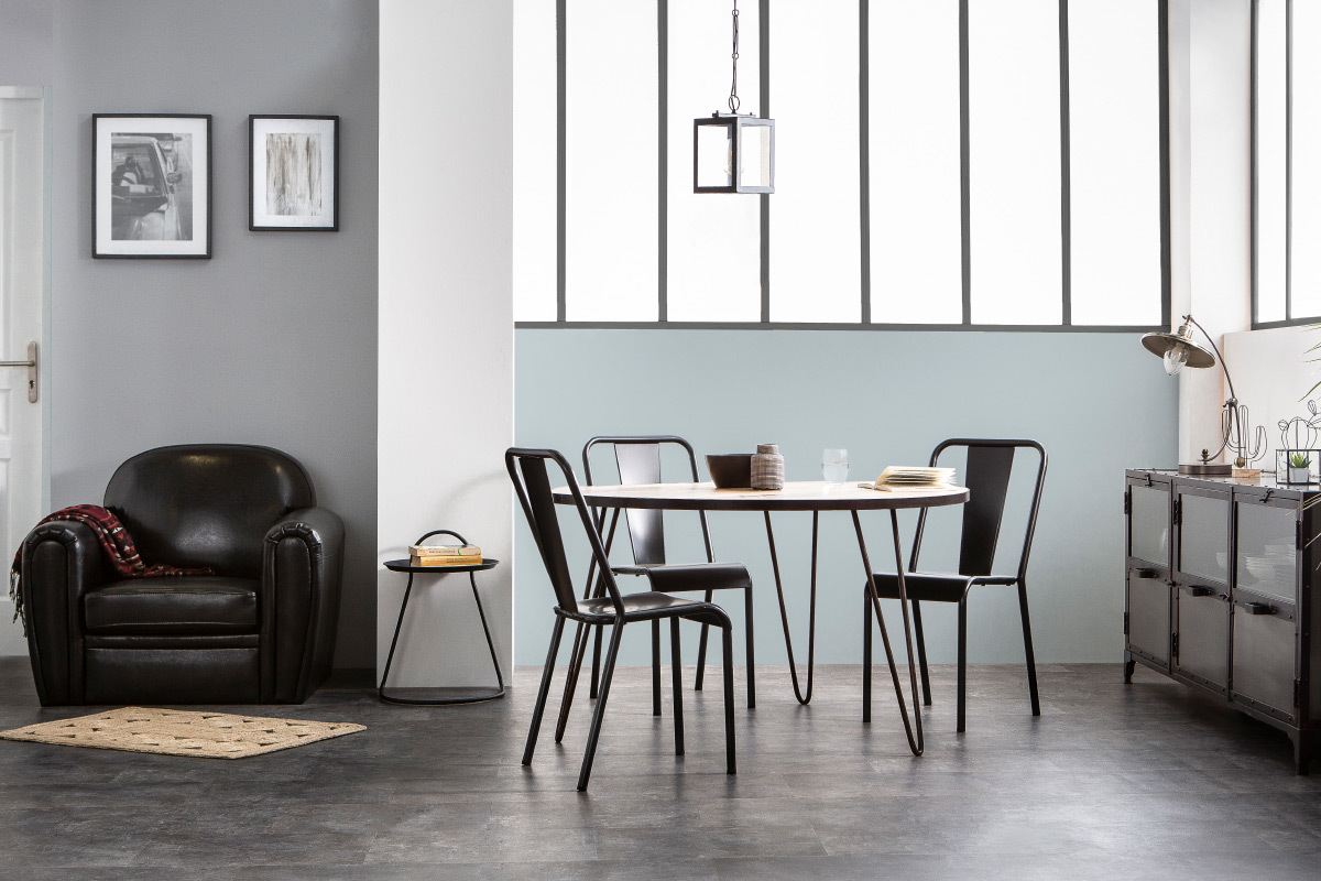 Suspension industrielle en m�tal noir et verre GALERIA