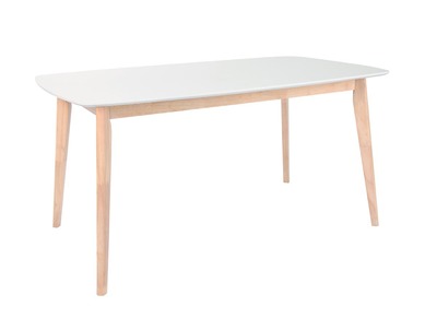 Table &agrave; manger design blanc et bois clair L120 cm LEENA