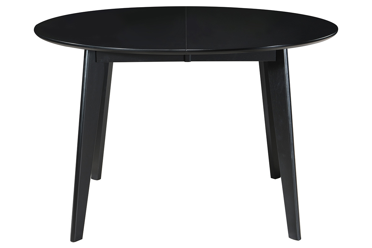 Table � manger extensible ronde noire LEENA, vue de face.