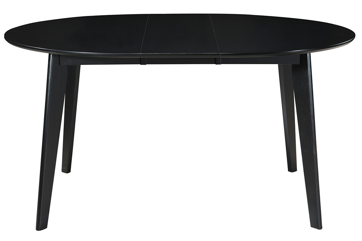 Table � manger ronde noire extensible vue de face.