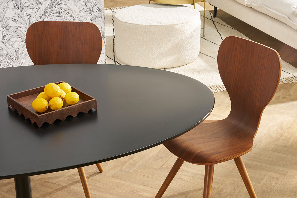 Table � manger design noire ovale L170 cm HALIA